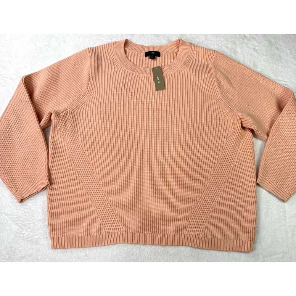 J. Crew Sweater Ribbed Stretch Crewneck Womens Small Salmon Asymmetric NWT